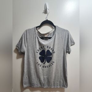 Lucky Brand Light Gray Tee with Navy Clover Logo